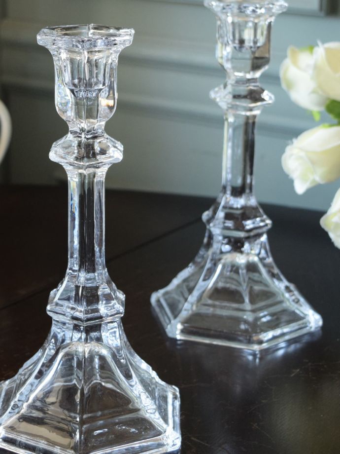 アンティークガラスのキャンドルスタンド