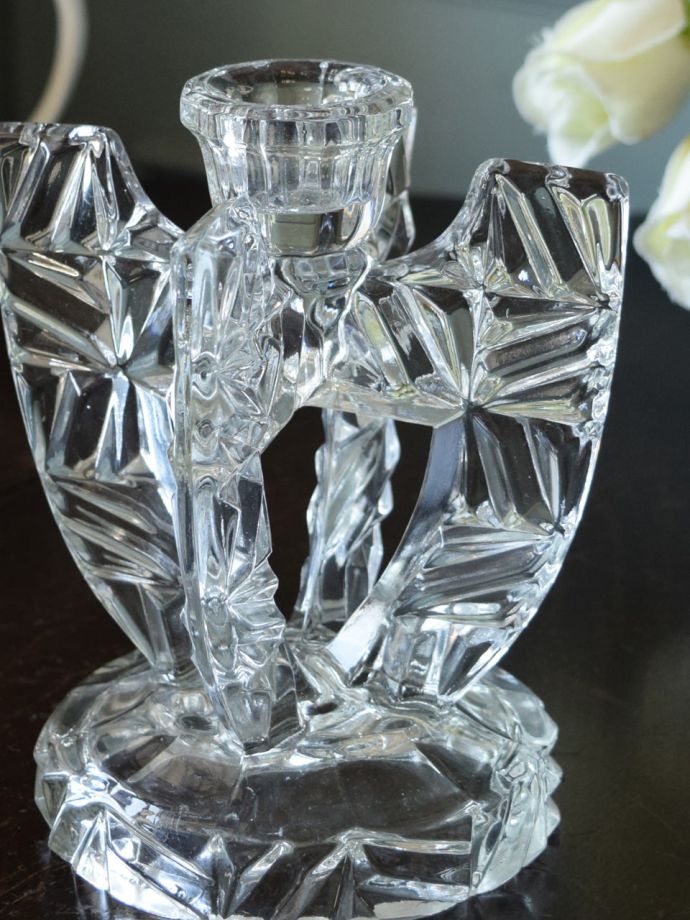 アンティークガラスのキャンドルスタンド