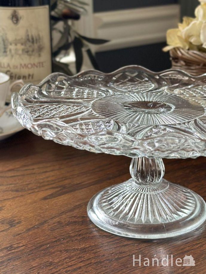 アンティークガラスの雑貨、ケーキスタンド