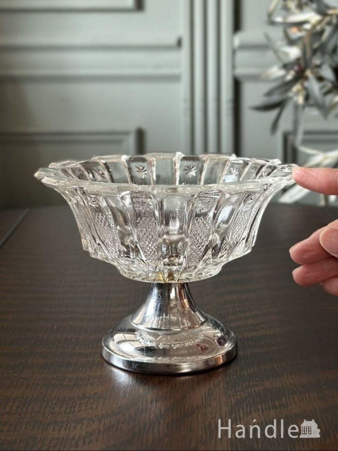 英国アンティークの美しいデザートグラス、アールデコスタイルの