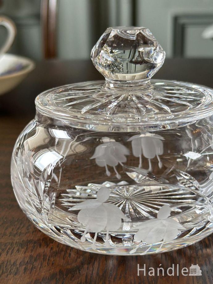 アンティークガラスの食器、シュガーポット