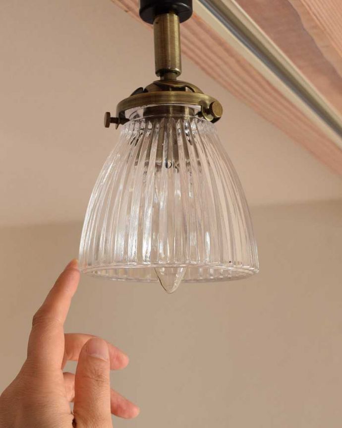 スポットライト　照明・ライティング　ストライプガラスのスポットライト（ダクトレール専用）（電球なし）。。(pl-197)