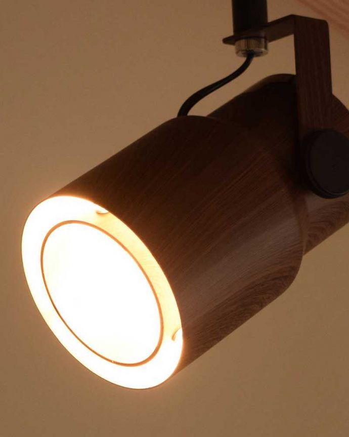 スポットライト　照明・ライティング　ウォルナット材風のオシャレなダクトレール用スポットライト(LED電球セット)。ＬＥＤ電球をセットでお届けします電球(440lm)もセットでお届けするので届いてすぐに使えます。(pl-201)