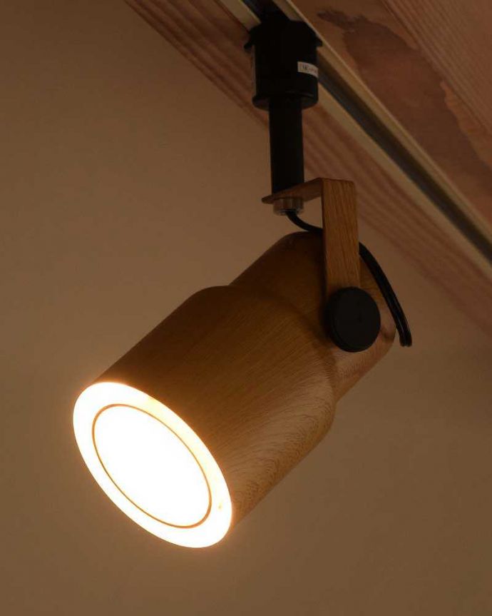スポットライト　照明・ライティング　オシャレなダクトレール用LED電球セット付きのスポットライト。ダクトレール用のおしゃれスポットライト木目調塗装がオシャレなスポットライト。(pl-202)