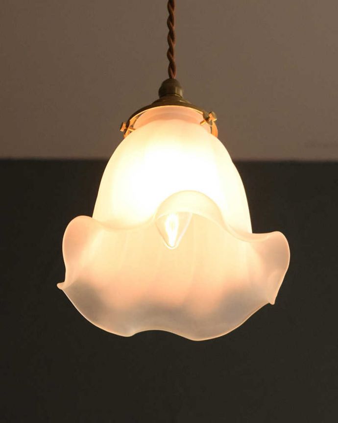 ペンダントライト　照明・ライティング　ふんわりと女性らしい優しいシルエットのペンダントライト（コード・シャンデリア電球・ギャラリーA付き）。。(pl-248)
