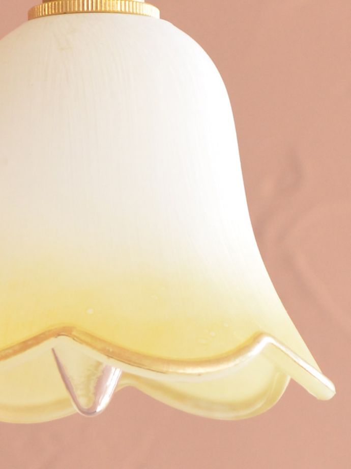 ペンダントライト　照明・ライティング　お花の形をした可愛いガラスのペンダントライトセット(コード付き・電球・ギャラリーなし)　1つ1つ微妙に違っていますシェードは手作りなので、誤差があったり、気泡やキズ、汚れが入っている場合もあります。(pl-306)