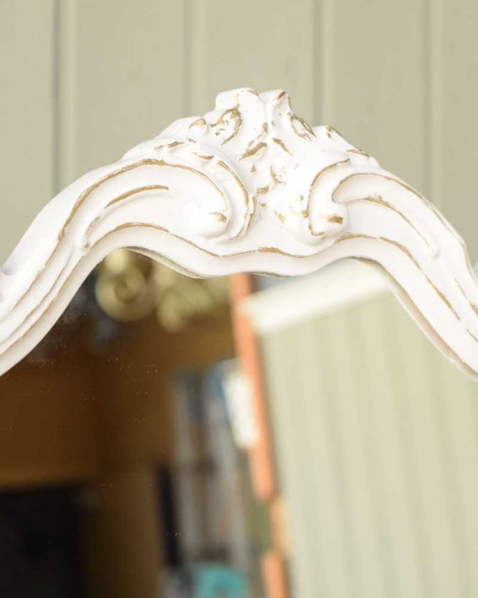 アンティーク ミラー(鏡) アンティーク雑貨 フランス輸入の華やかなアンティーク家具、スタンドミラー(三面鏡)。新しいミラーに張り替えました。(q-114-z)