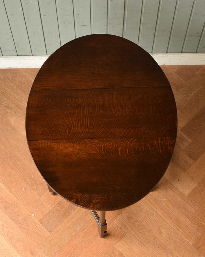 アンティークのテーブル アンティーク家具 伸張式のアンティーク英国家具、引出しつきのゲートレッグテーブル。天板の修復には自信があります。(q-1195-f)