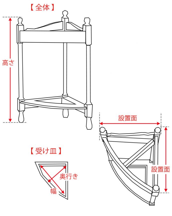 アンティークの玄関収納　アンティーク家具　英国から届いた小さなアンティーク家具、コーナーステッキスタンド。。(q-1209-f)