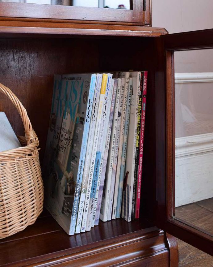 アンティークのキャビネット　アンティーク家具　スマートな英国アンティーク家具、シンプルデザインのスタッキングブックケース。。(q-1241-f)