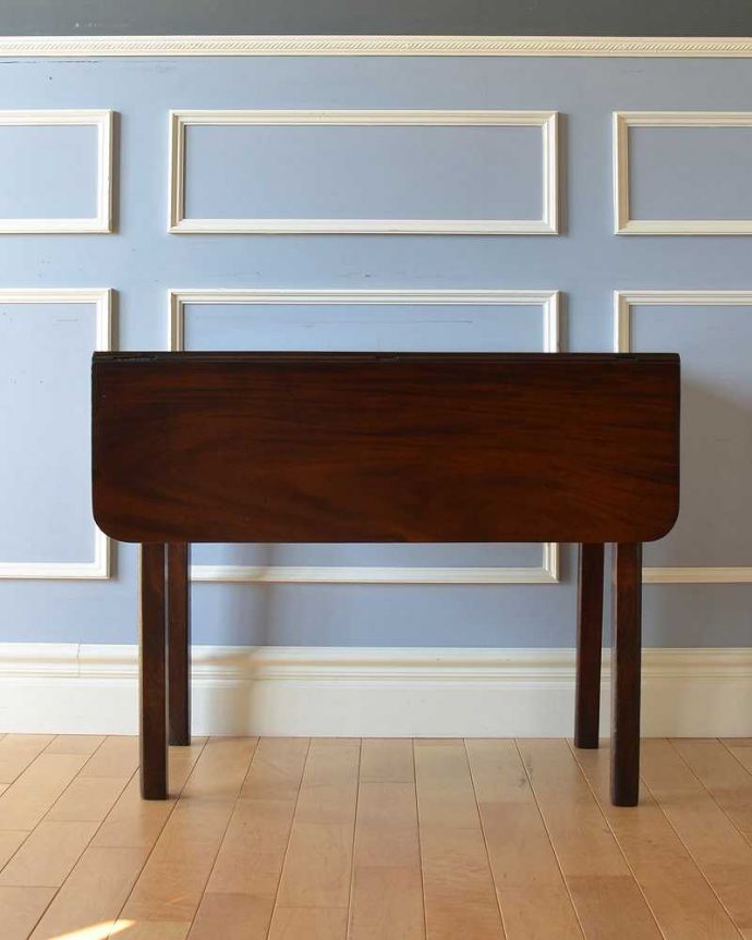 アンティークのテーブル　アンティーク家具　伸張式のアンティーク英国家具、ウォルナット材のシンプルなゲートレッグテーブル。クルッと回転。(q-1260-f)