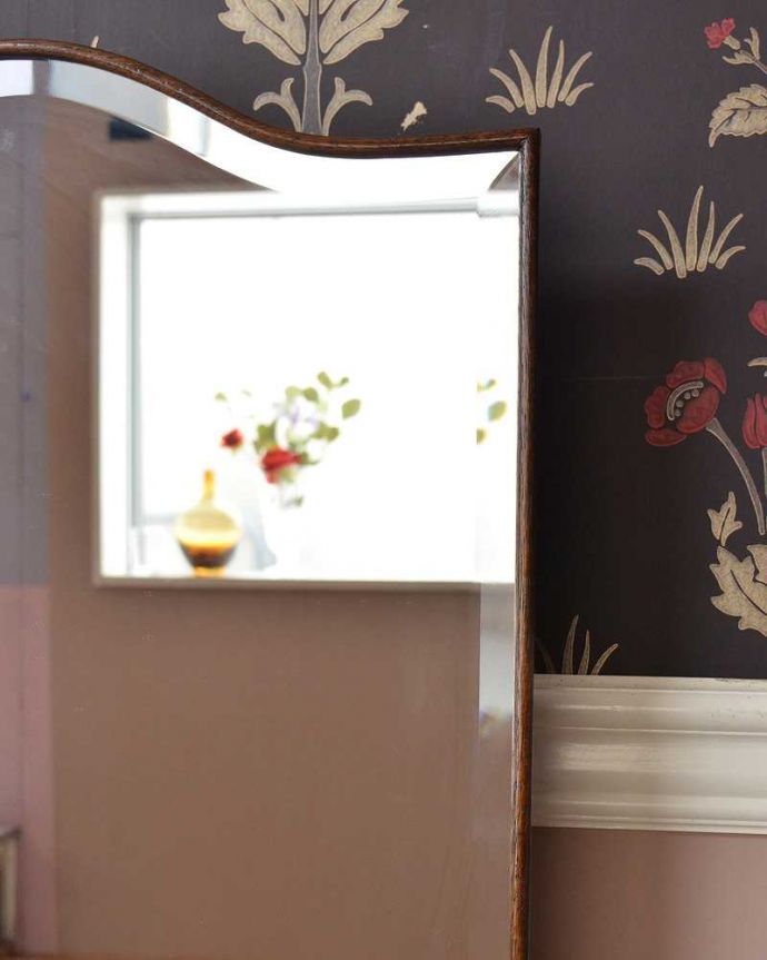 アンティークのドレッサー　アンティーク家具　英国のアンティーク家具、鏡のかたちまで素敵なドレッシングチェスト（オーク材）。新しいミラーでお届けしますこちらは新しいミラーに交換しました。(q-1406-f)