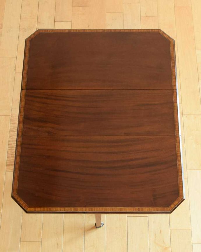 アンティークのテーブル アンティーク家具 優雅なアンティーク英国サザーランドテーブル、伸張式のゲートレッグテーブル。天板の修復には自信があります。(q-1660-f)