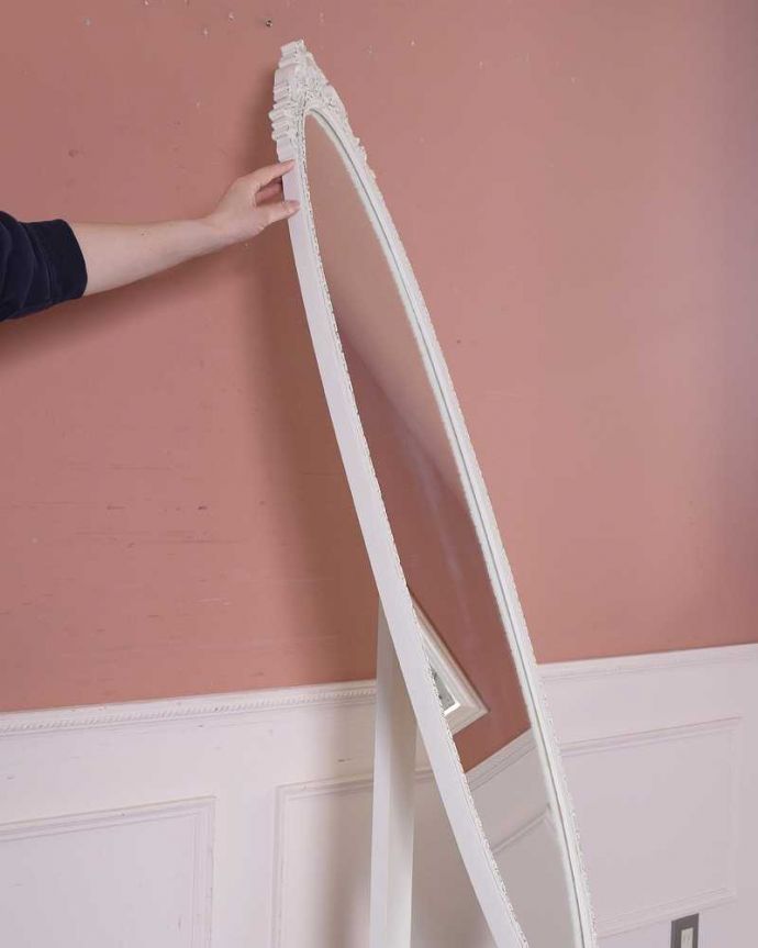 アンティークのドレッサー　アンティーク家具　フランスアンティークのドレッシングテーブル（鏡台）、引き出し付きのスタンドミラー（姿見）。角度も変わりますアンティークなのに、ちゃんと角度も変わるんです。(q-1714-f)