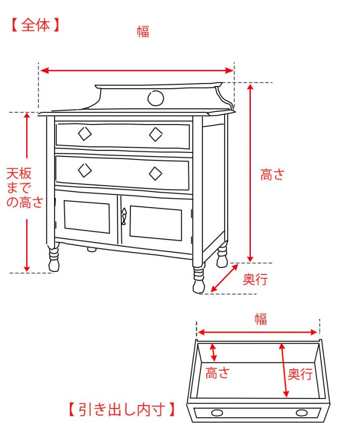 アンティークのチェスト　アンティーク家具　小さな扉が付いた英国家具らしいオシャレなアンティークカップボードチェスト。。(q-1753-f)