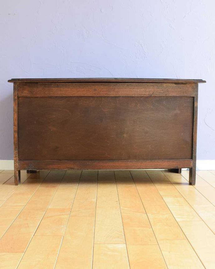 ブランケットボックス・収納ボックス アンティーク家具 アンティーク ブランケットボックス(コファ)。後ろ姿も見て下さい。(q-1782-f)