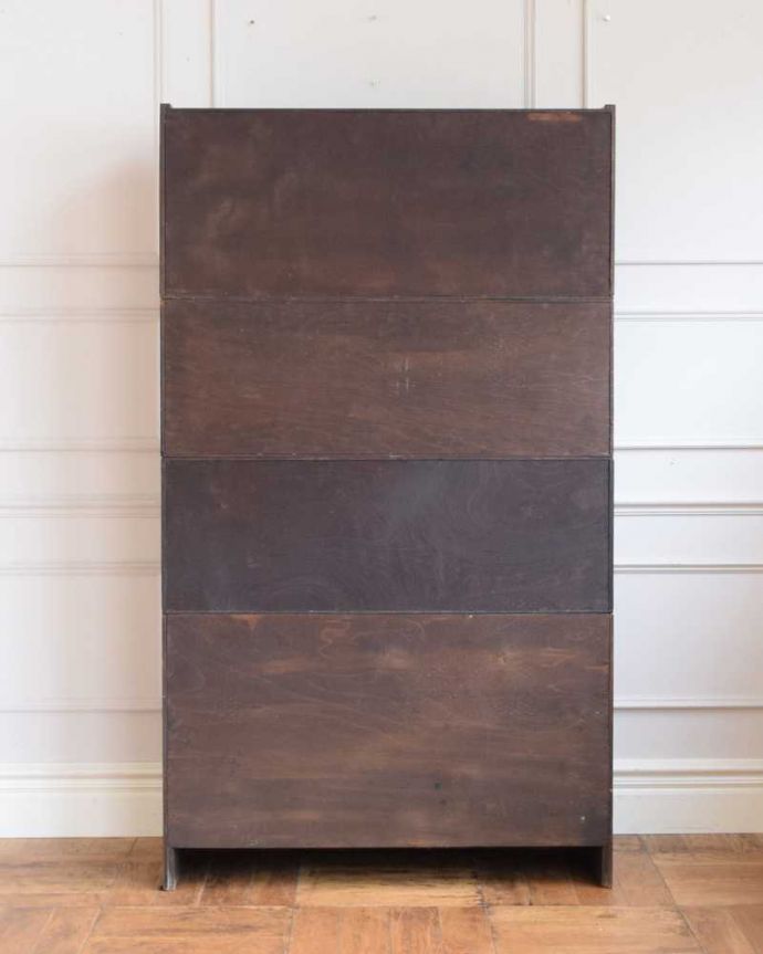 アンティークのキャビネット　アンティーク家具　重ねて積み上げるスタッキングブックケース（本棚）、英国輸入のアンティーク家具。後ろ姿もキレイです。(q-1842-f)