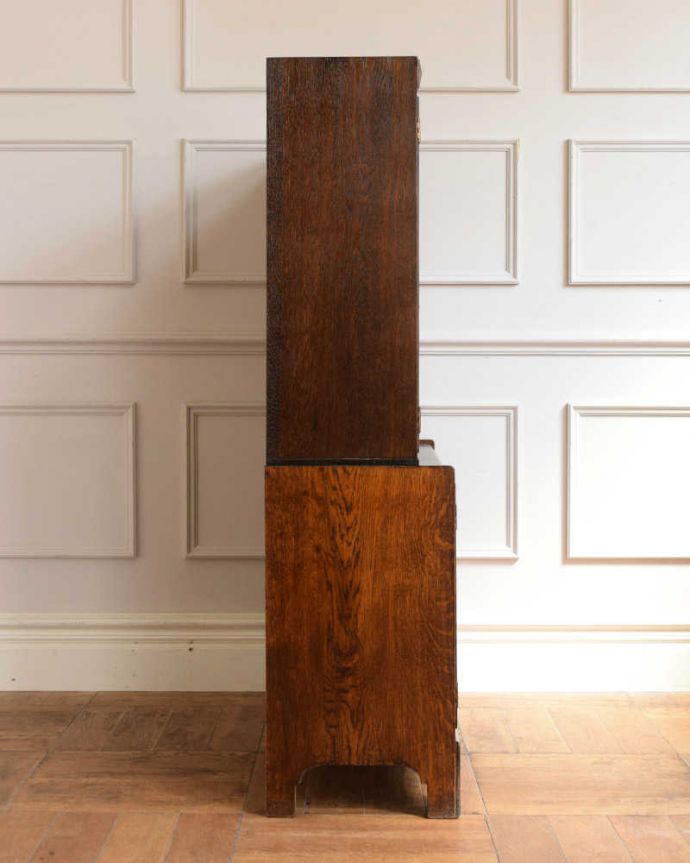 アンティークのキャビネット　アンティーク家具　重ねて積み上げるスタッキングブックケース、英国輸入のアンティークキャビネット 。横から見ると･･･横から見るとこんな感じ。(q-1930-f)