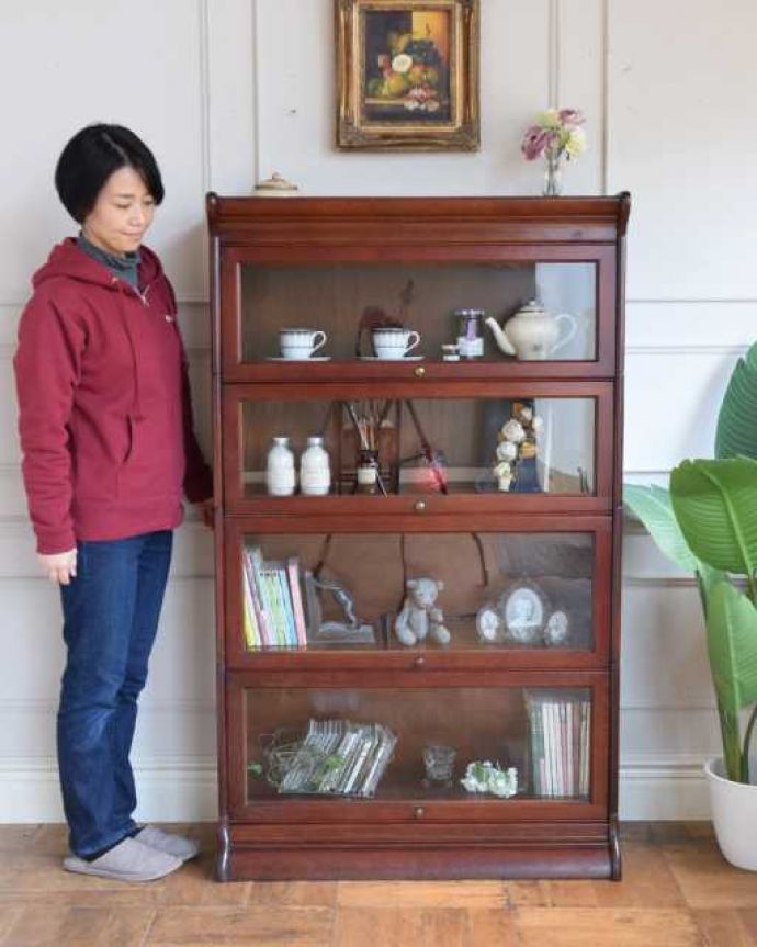 アンティークのキャビネット アンティーク家具 重ねて積み上げるスタッキングブックケース、英国輸入のアンティークキャビネット。積み上げる本棚、スタッキングブックケースもともと事務機器として造られた家具。(q-1978-f)