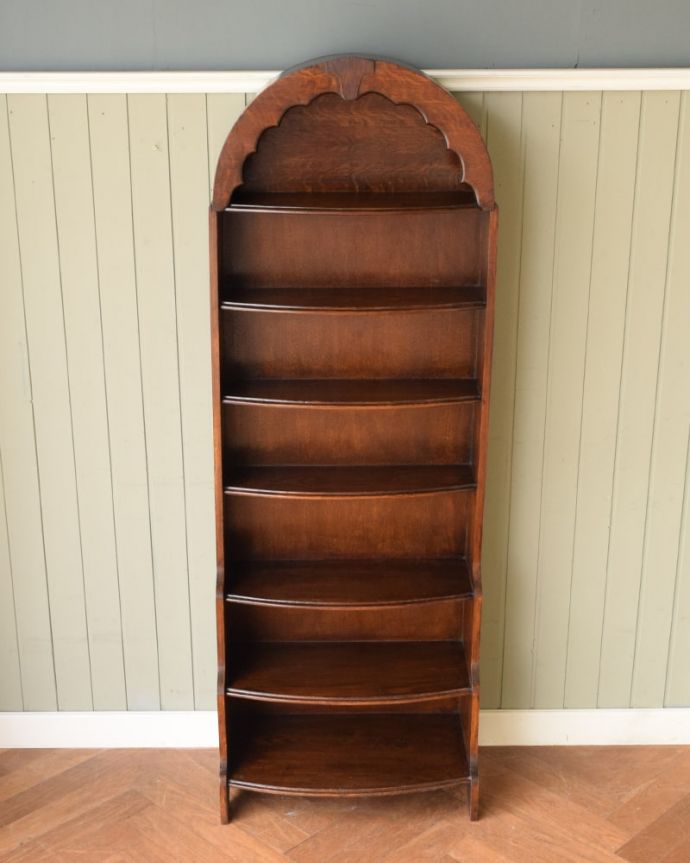 アンティークのキャビネット　アンティーク家具　英国スタイルのたっぷり収納できるブックシェルフ、オープンタイプのアンティーク家具。キレイに修復したので、安心して使って下さい。(q-2042-f)