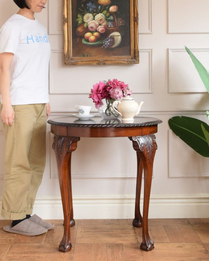 アンティークのテーブル アンティーク家具 ティーテーブル。どんな場所でも便利に使える小さなテーブルそもそも「オケージョナル」とは「便利に使える」と言う意味。(q-2146-f)