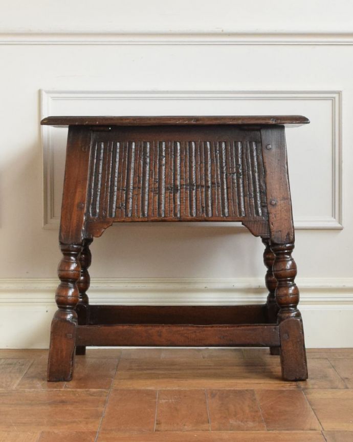 ブランケットボックス・収納ボックス　アンティーク家具　スツール→ブランケットボックスにしました。　後ろ姿も見て下さい。(q-2159-f)