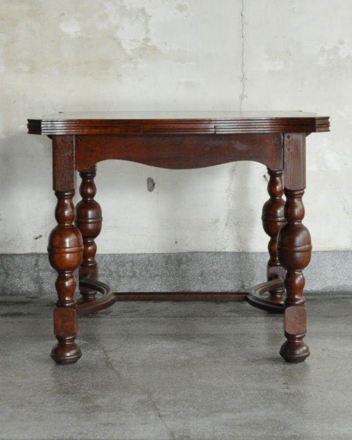 アンティークのテーブル　アンティーク家具　ドローリーフテーブル　横から見るとこんな感じ真横から見てみるとこんな感じ。(q-2163-f)