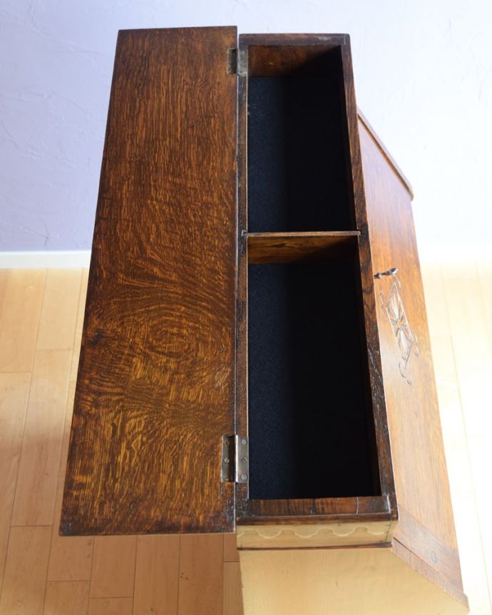 ビューロー　アンティーク家具　スチューデントビューロー　天板内(q-2166-f)