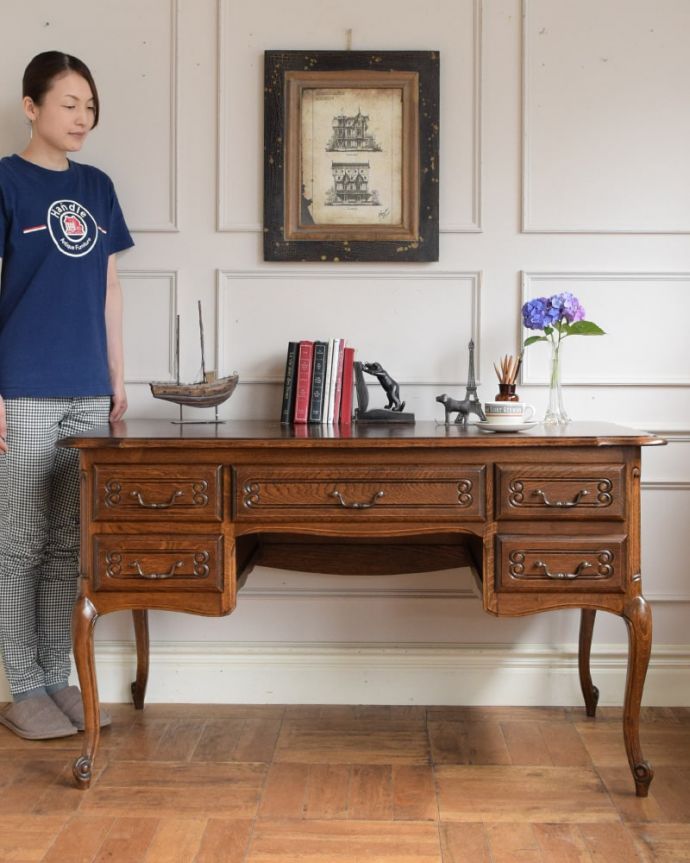 アンティーク家具　デスク　テーブル　机　フランス フランス アンティーク 家具 デスク 書斎机 オーク 1920年代