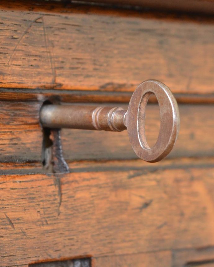 ブランケットボックス・収納ボックス　アンティーク家具　ブランケットボックス　鍵(q-2183-f)