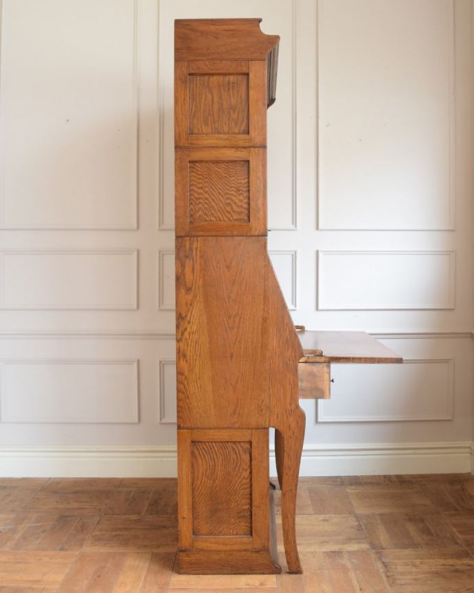 アンティークのキャビネット　アンティーク家具　ビューローブックケース　横から見ると･･･横から見るとこんな感じ。(q-2208-f)