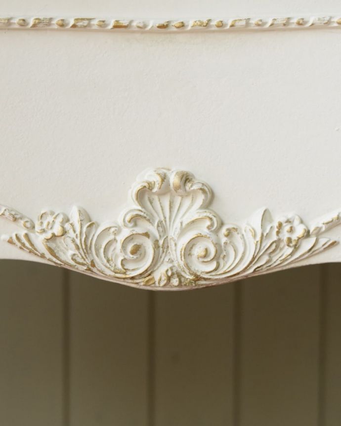 アンティークのドレッサー アンティーク家具 (ホワイトペイント)ドレッシングテーブル フランスらしく美しい彫見ているだけで優雅な気分になっちゃう彫。(q-2218-f)