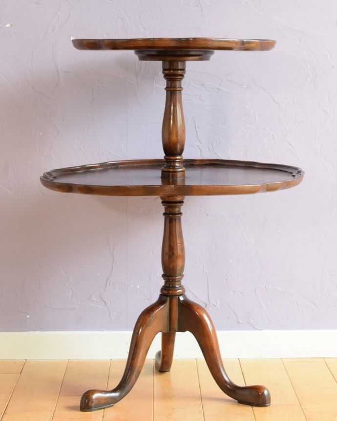 アンティークのテーブル アンティーク家具 ダムウェイターテーブル クルッと回転。(q-2227-f)