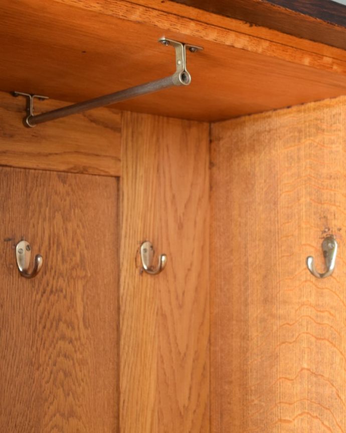 アンティークのキャビネット アンティーク家具 ホールローブ お洋服を掛ける場所ポールが付いているので、ここにハンガーを掛けてください。(q-2248-f)