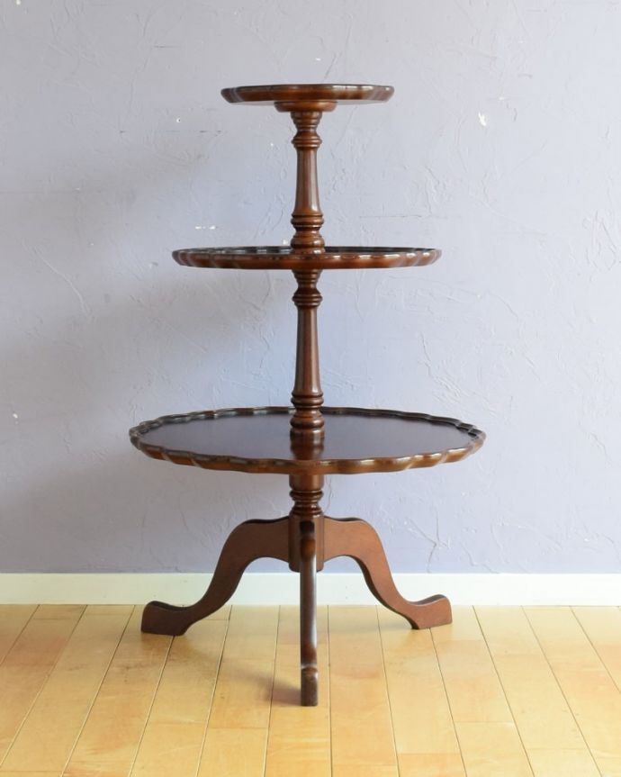 アンティークのテーブル アンティーク家具 ダムウェイターテーブル クルッと回転。(q-2252-f)