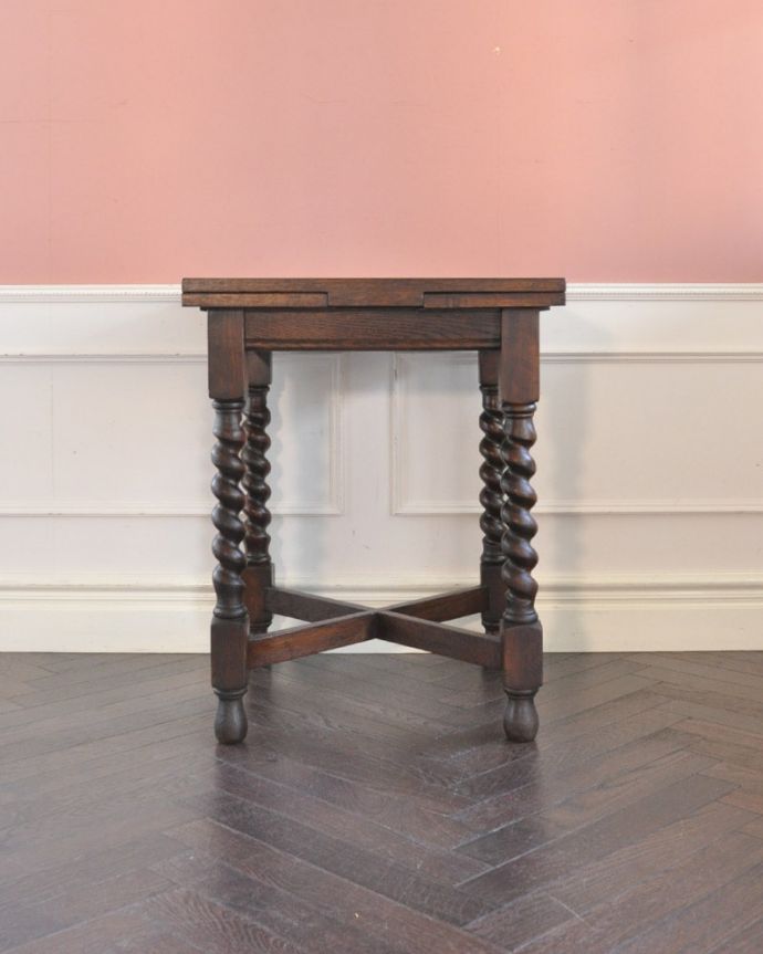 アンティークのテーブル　アンティーク家具　ドローリーフテーブル(S)　横から見るとこんな感じ真横から見てみるとこんな感じ。(q-2257-f)