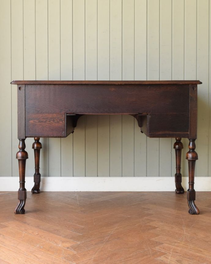 アンティークのデスク・書斎机　アンティーク家具　ライティングデスク　後ろ姿もキレイなんです。(q-2268-f)