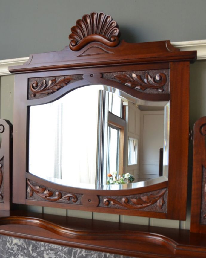 サイドボード アンティーク家具 ウォッシュスタンド 新しいミラーでお届けしますこちらは新しいミラーに交換しました。(q-2280-f)