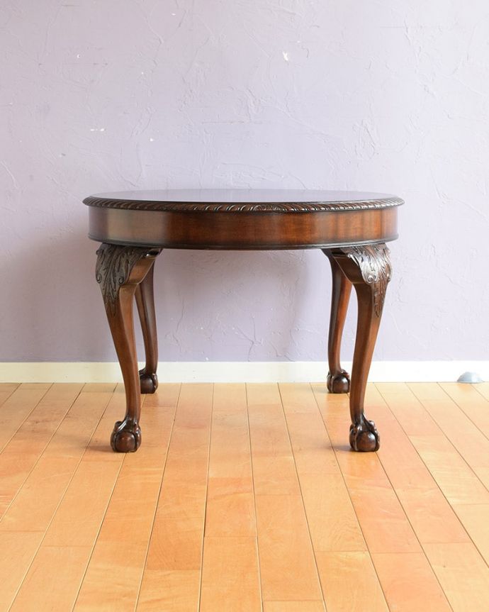 アンティークのテーブル　アンティーク家具　コーヒーテーブル　横から見た姿もステキ横から見るとこんな感じ。(q-2284-f)