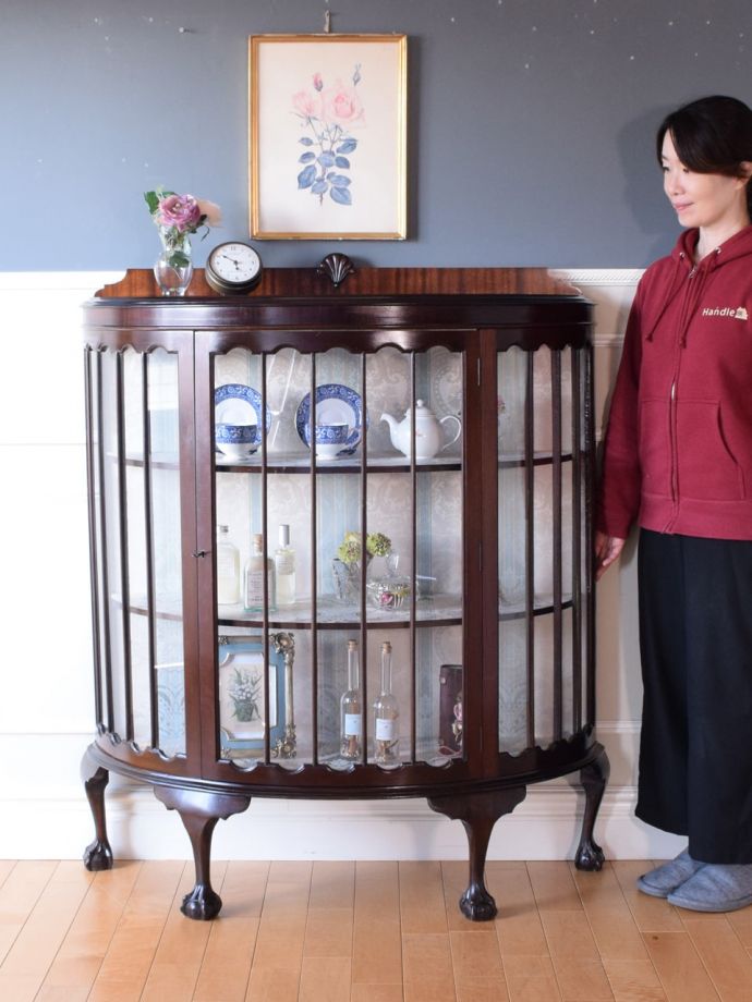 英国アンティークのガラスショーケース