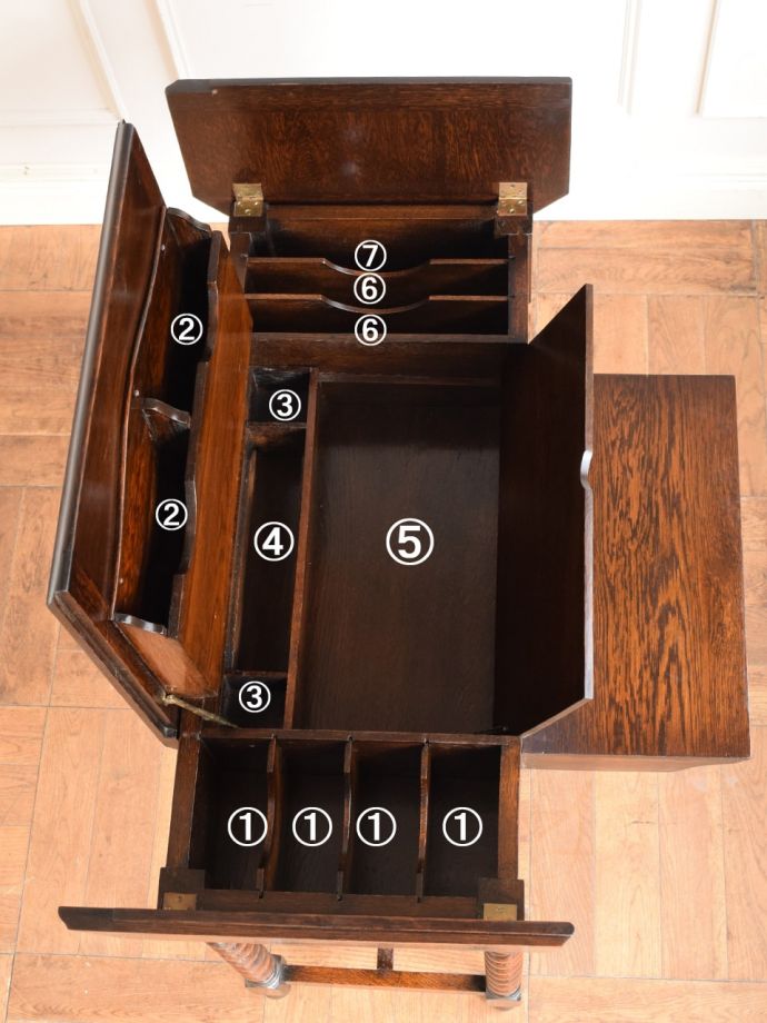 アンティークデスクの扉の中