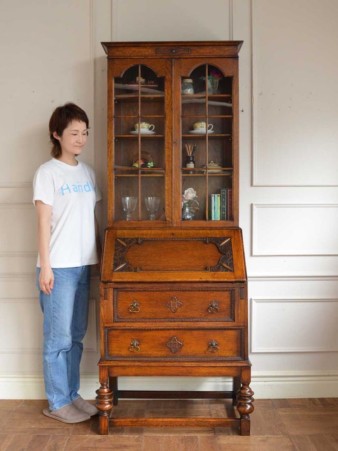 アンティークのビューローブックケース