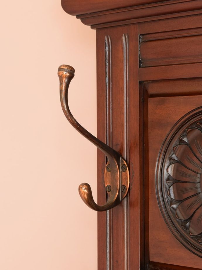 英国アンティークの玄関収納家具、ミラーが付いたおしゃれなホール