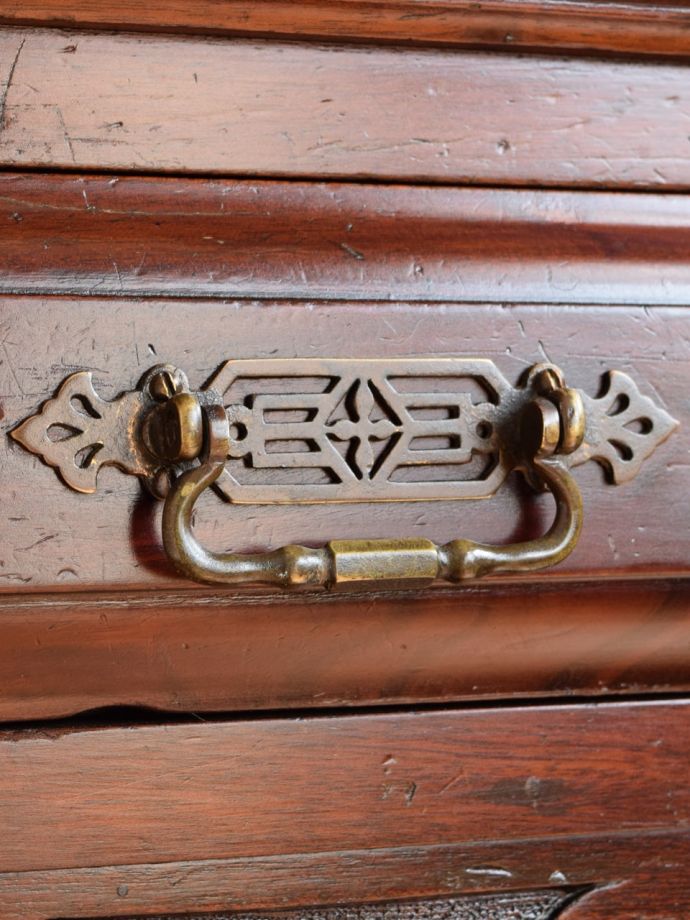 英国アンティークの玄関収納家具、ミラーが付いたおしゃれなホール