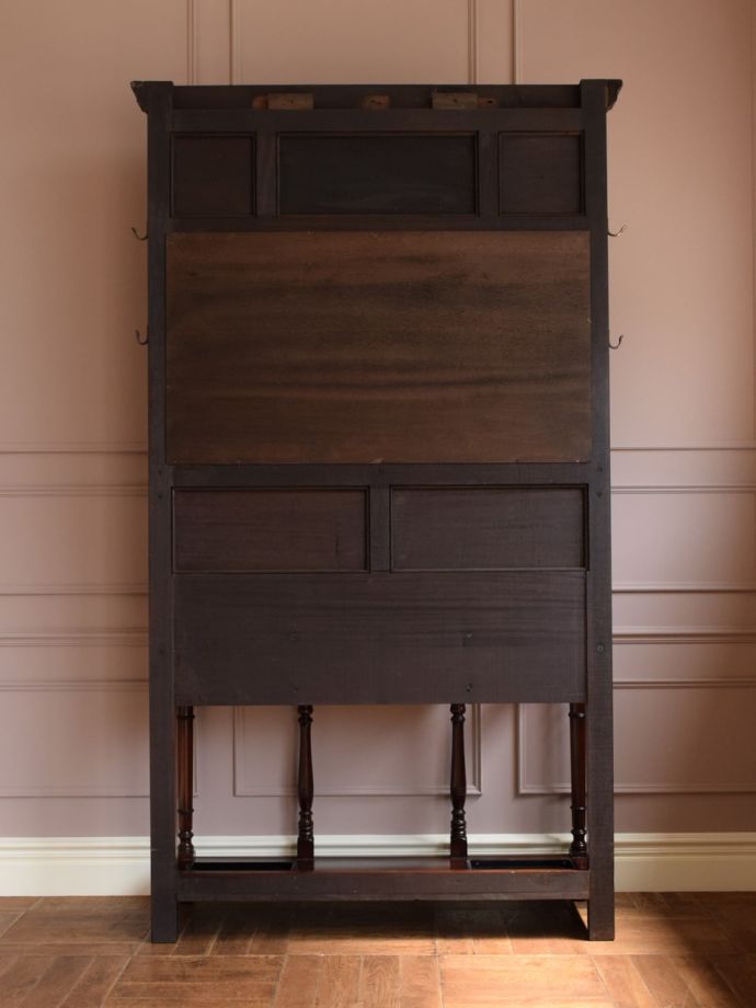 英国アンティークの玄関収納家具、ミラーが付いたおしゃれなホール