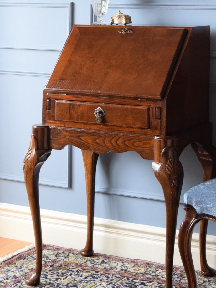 英国アンティークチーク古木ライティングビューロー/木製デスク/勉強机89-236 英国アンティークチーク古木ライティングビューロー/木製デスク/勉強机