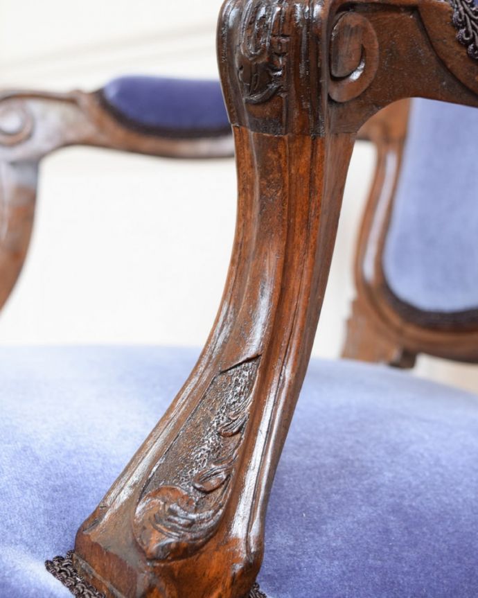 1Pソファ(ラウンジチェア) アンティーク チェア フレンチアームチェア 装飾4(q-404-c)