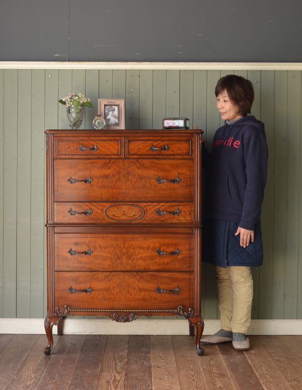 アンティーク家具　フランスのアンティーク家具、美しいチェストオブドロワーズ。品のあるオーク材の木目。(q-414-f)
