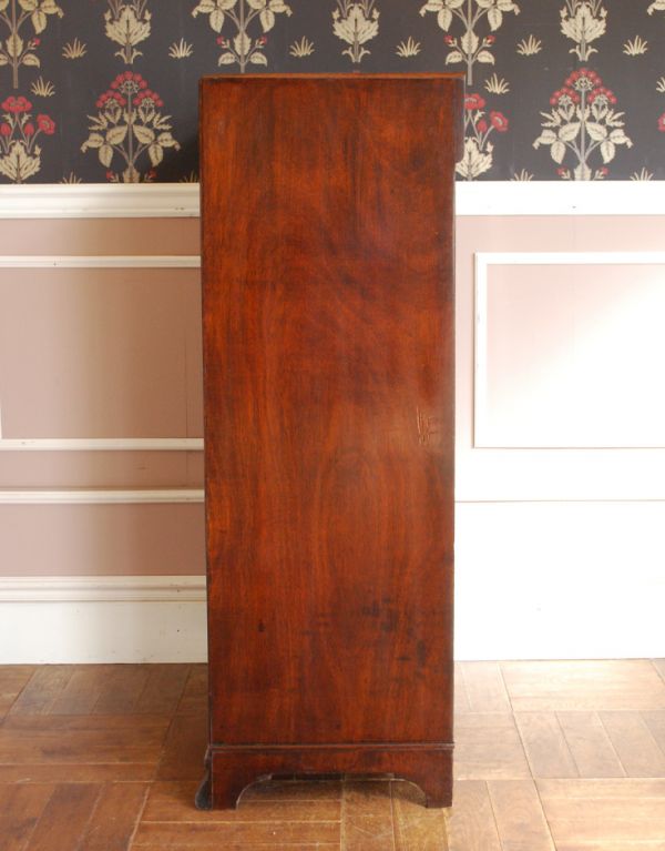 アンティークのキャビネット　アンティーク家具　上質な素材を使ったアンティーク英国家具、スモールワードローブ（洋服掛け）。横から見た姿もステキ正面だけじゃなく横から見るとこんな感じです。(q-551-f)