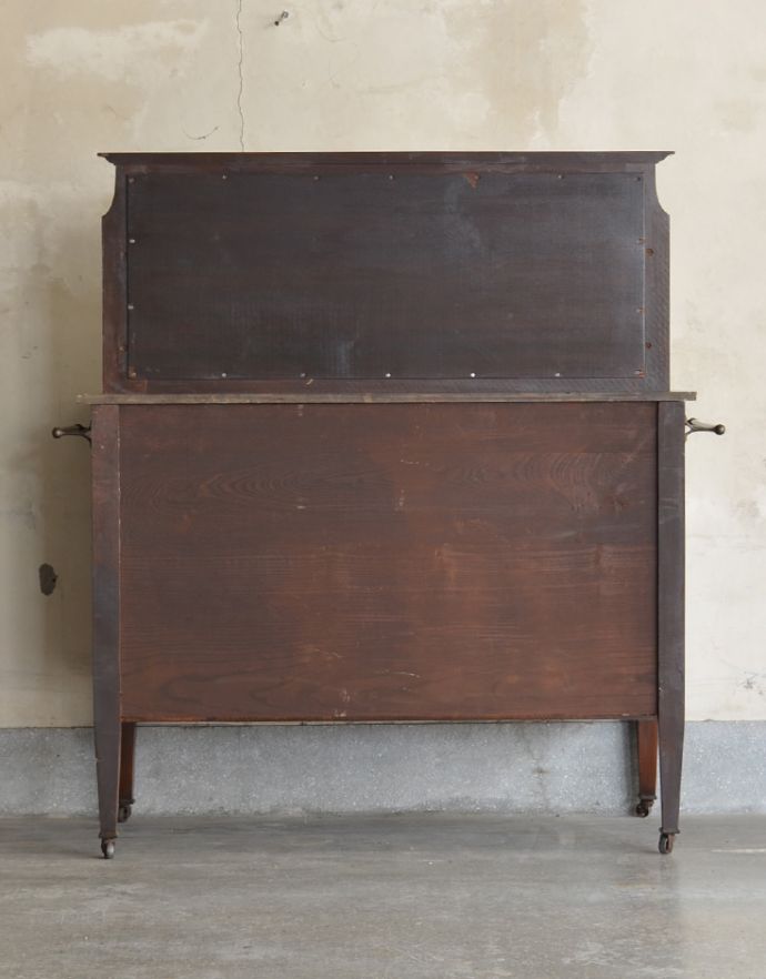 アンティークのキャビネット　アンティーク家具　英国アンティーク家具、木目もグリーンのタイルも美しいウォッシュハンドスタンド（チェスト）。裏側もきちんとメンテナンスしているので、キレイな状態です。(q-682-f)